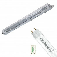 Réglette étanche LED avec tube T8 - Velvalux Strela - 60cm - Simple - Connectable - Étanche IP65 - OSRAM - SubstiTUBE Value EM 830 - 7.6W - Blanc Chaud 3000K | Remplace 18W