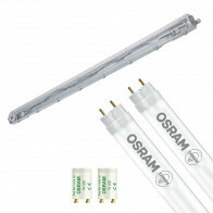 Réglette étanche LED avec tubes T8 - Velvalux Strela - 150cm - Double - Connectable - Étanche IP65 - OSRAM - SubstiTUBE Value EM 830 - 38.2W - Blanc Chaud 3000K | Remplace 116W