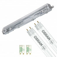 Réglette étanche LED avec tubes T8 - Velvalux Strela - 60cm - Double - Connectable - Étanche IP65 - OSRAM - SubstiTUBE Value EM 830 - 15.2W - Blanc Chaud 3000K | Remplace 36W