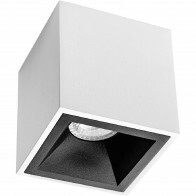 Spot de Plafond GU10 - Pragmi Cliron Pro - En Saillie Carré - Mat Blanc/Noir - Aluminium - Encastré - 90mm