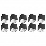 Spot de Plafond 10 Pack - Pragmi Cliron Pro - Douille GU10 - En Saillie Carré - Mat Noir/Blanc - Aluminium - Encastré - Ø90mm
