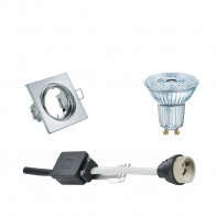 Set de spots LED - LEDVANCE Parathom PAR16 940 36D - Douille GU10 - Dimmable - Carré Encastré - Chrome Brillant - 3.7W - Blanc Neutre 4000K - Inclinable 80mm