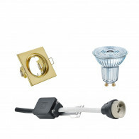 Set de spots LED - LEDVANCE Parathom PAR16 927 36D - Douille GU10 - Dimmable - Carré Encastré - Mat Or - 3.7W - Blanc Chaud 2700K - Inclinable 80mm