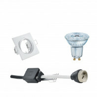 Set de spots LED - LEDVANCE Parathom PAR16 927 36D - Douille GU10 - Dimmable - Carré Encastré - Mat Blanc - 3.7W - Blanc Chaud 2700K - Inclinable 80mm