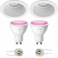 Pragmi Minko Pro - Rond Encastré - Mat Blanc - Encastré - Ø90mm - Philips Hue - Set de Spots LED GU10 - White and Color Ambiance - Bluetooth