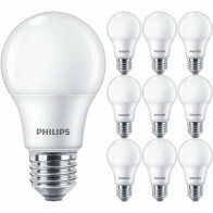 PHILIPS - Lampe LED E27 Pack de 10 - Corepro LEDbulb E27 Forme Poire Mate 8W 806lm - 830 Blanc Chaud 3000K | Remplace 60W
