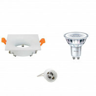 Set de spots LED - Douille GU10 - Carré Encastré - Mat Blanc - 85mm - Philips - CorePro 840 36D - 5W - Blanc Neutre 4000K - Dimmable