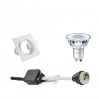 Set de spots LED - Douille GU10 - Carré Encastré - Mat Blanc - Inclinable 80mm - Philips - CorePro 827 36D - 5W - Blanc Chaud 2700K - Dimmable