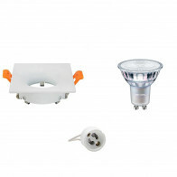Set de spots LED - Douille GU10 - Carré Encastré - Mat Blanc - 85mm - Philips - MASTER 927 36D VLE - 3.7W - Blanc Chaud 2200K-2700K - DimTone Dimmable