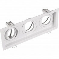 Support Spot GU10 - Trion Kenan - Spot Encastré GU10 - Rectangle - 3-lumières - Blanc - Aluminium - Encastré - Inclinable - Ø90