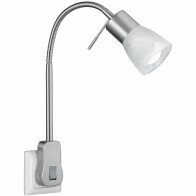 Lampe à Prise avec Interrupteur - Trion Levino - Douille E14 - 6W - Blanc Chaud 3000K - Mat Nickel - Aluminium