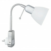 Lampe de Prise avec Interrupteur - Trion - Rond - Mat Chrome - Aluminium - E14 - Lampe à Fiche - Stekkerspot 