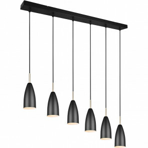 LED Hanglamp - Hangverlichting - Trion Farona - E14 Fitting - 6-lichts - Rond - Mat Zwart - Aluminium