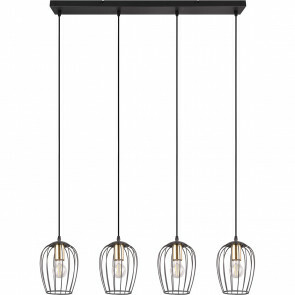 LED Hanglamp - Trion Yosh - E27 Fitting - 4-lichts - Rond - Mat Zwart - Aluminium
