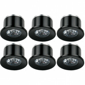LED Veranda Spot Verlichting 6 Pack - 1W - Warm Wit 3000K - Inbouw - Rond - Mat Zwart - Aluminium - Ø31mm