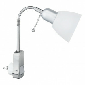 Stopcontact Lamp met Schakelaar - Rond - Mat Chroom - Aluminium - E14