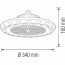 LED Magazijnverlichting / Highbay UFO Waterdicht 150W 6400K Helder/Koud Wit Rond 340x160mm Aluminium IP65 Lijntekening