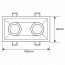 PHILIPS - LED Spot Set - MASTER 927 36D VLE - Pragmi Zano Pro - GU10 Fitting - DimTone Dimbaar - Inbouw Rechthoek Dubbel - Mat Wit - 3.7W - Warm Wit 2200K-2700K - Kantelbaar - 185x93mm Lijntekening