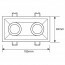 Spot Armatuur GU10 - Pragmi Zano Pro - Inbouw Rechthoek Dubbel - Mat Wit - Aluminium - Kantelbaar - 185x93mm Lijntekening