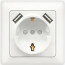 Wandcontactdoos - Aigi Cika - Inbouw - 1-voudig Stopcontact - 2-voudig USB Aansluiting - Randaarde - Incl. Afdekraam - Wit